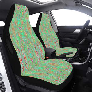 Car Seat Covers, Trippy Retro Orange and Lime Green Abstract Pattern
