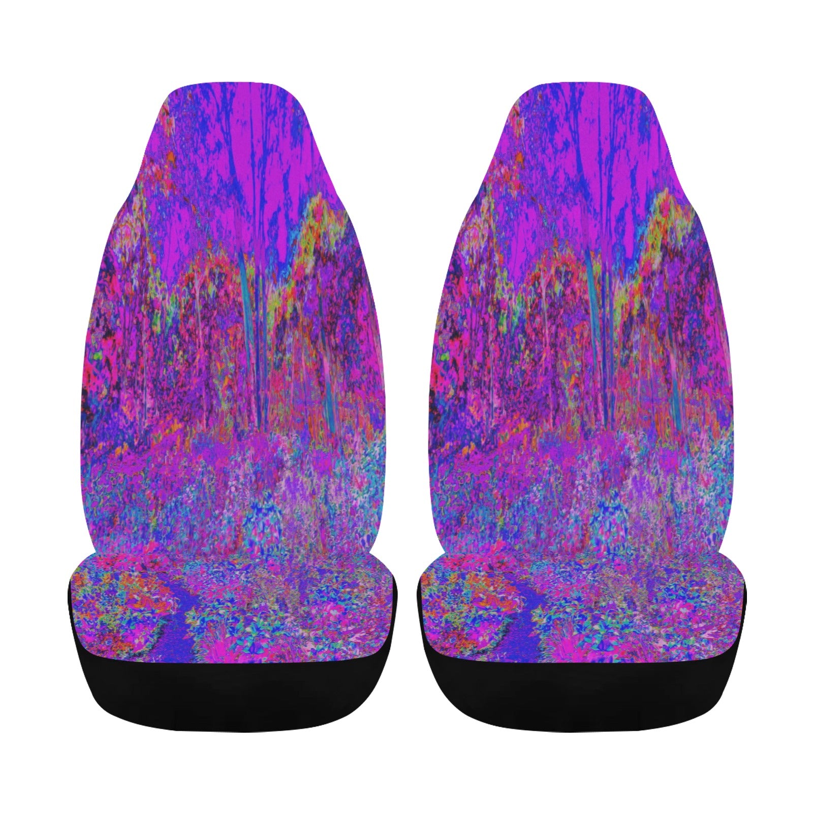 Car Seat Covers, Psychedelic Impressionistic Purple Garden Landscape