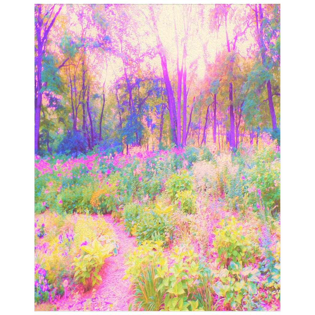 Posters, Illuminated Pink and Coral Impressionistic Landscape - Vertical