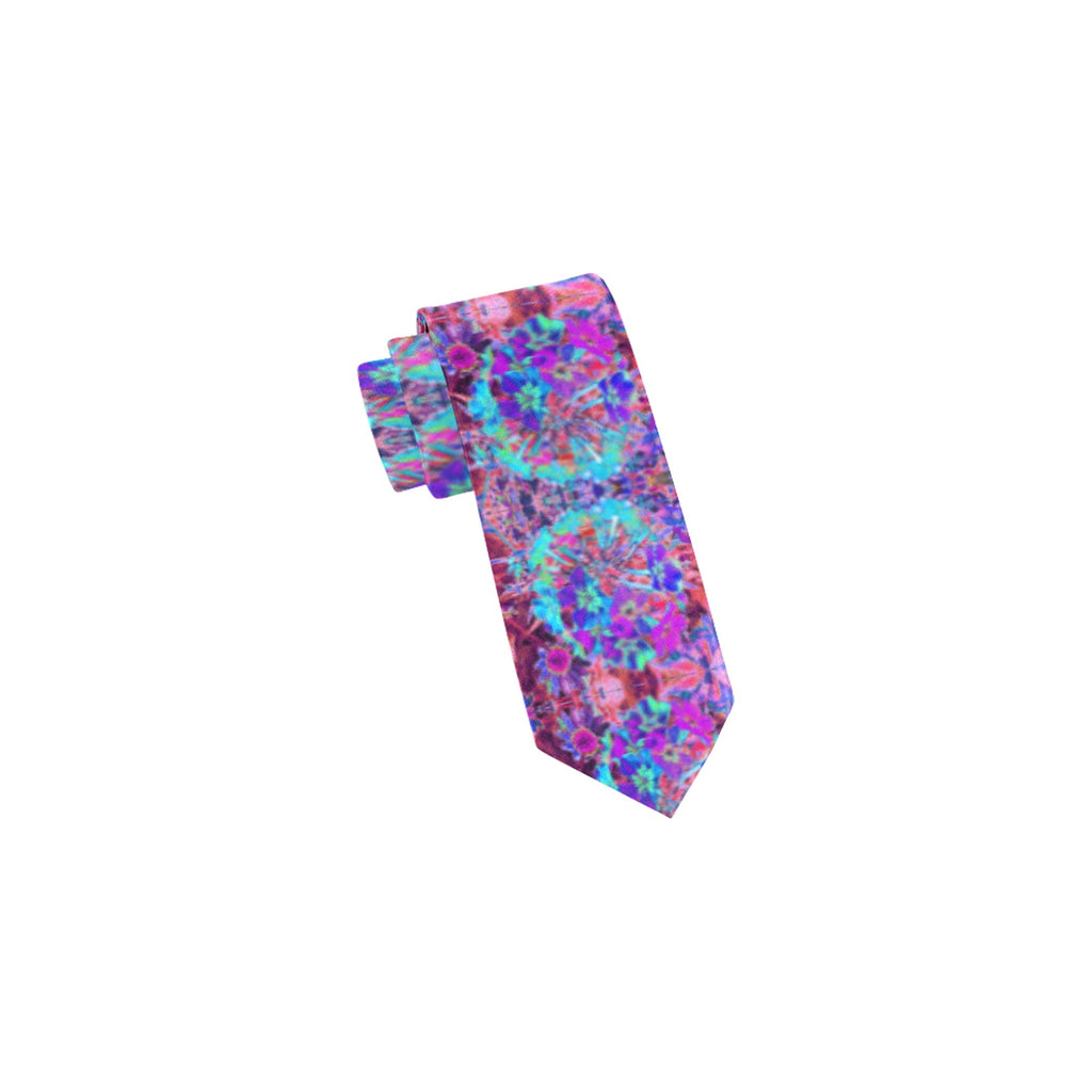 Neck Ties, Blooming Abstract Purple and Blue Flower