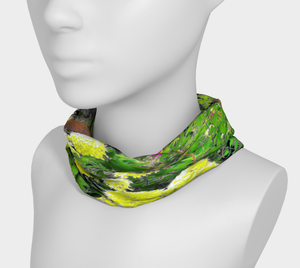 Wide Fabric Headband, Chartreuse Green Limelight Hydrangea Garden, Face Covering
