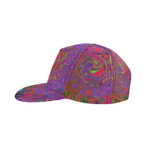Snapback Hats, Psychedelic Groovy Magenta Retro Liquid Swirl
