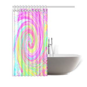 Shower Curtains, Groovy Abstract Pink and Blue Liquid Swirl