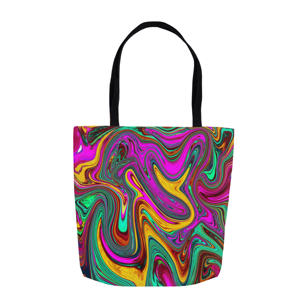 Tote Bags, Retro Groovy Hot Pink and Sea Foam Green Abstract Art