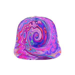 Snapback Hats, Retro Purple and Orange Abstract Groovy Swirl