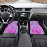 Car Floor Mats, Cool Pink Blue and Purple Artsy Dahlia Bloom - Front Set of Two