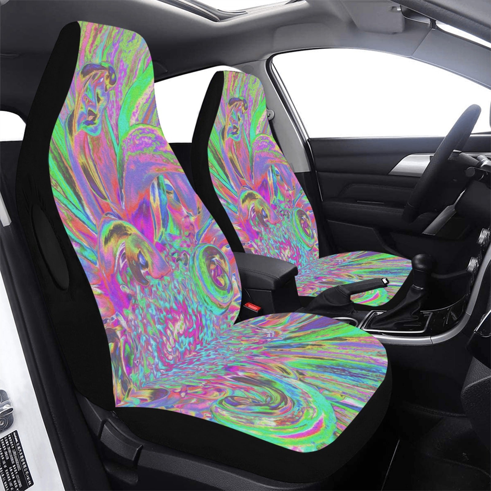 Car Seat Covers - Festive Colorful Psychedelic Dahlia Flower Petals