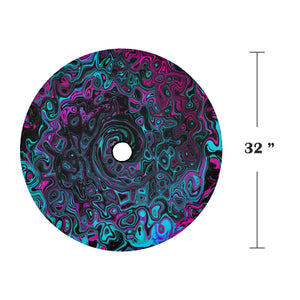 Spare Tire Cover with Backup Cameral Hole - Retro Aqua Magenta and Black Abstract Swirl - Medium