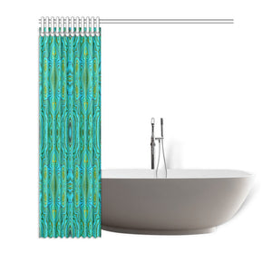 Shower Curtains, Trippy Retro Turquoise Chartreuse Abstract Pattern