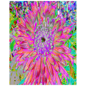 Colorful Floral Posters, Colorful Rainbow Abstract Decorative Dahlia Flower