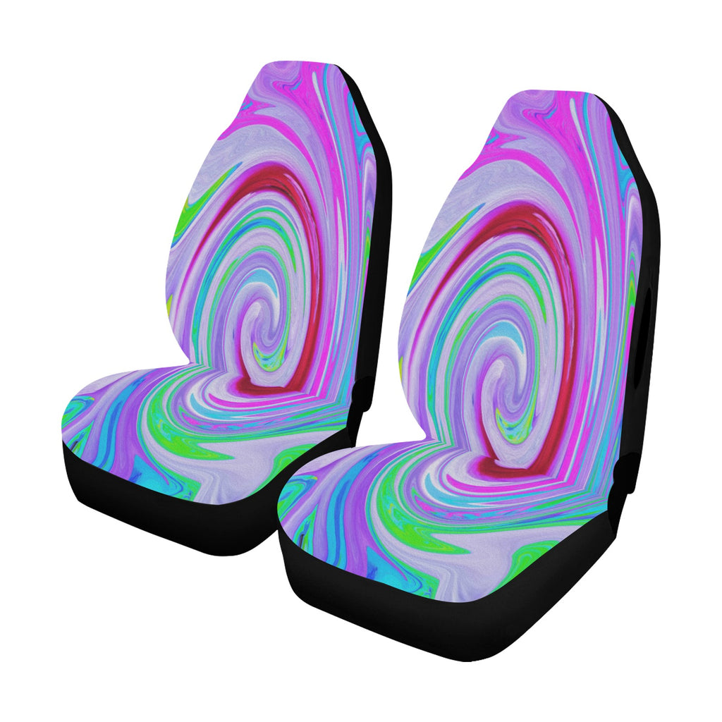 Car Seat Covers - Groovy Abstract Red Swirl on Purple and Pink