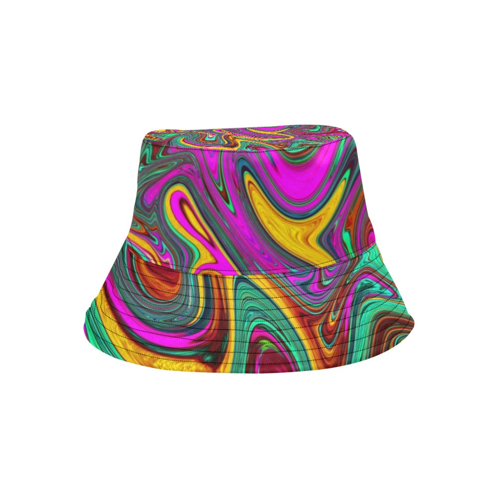 Bucket Hats, Marbled Hot Pink and Sea Foam Green Abstract Art