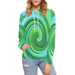Hoodies for Women, Groovy Abstract Turquoise Liquid Swirl Painting
