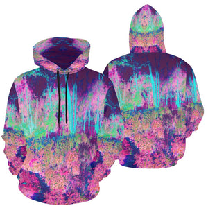 Hoodies for Women, Impressionistic Purple and Hot Pink Garden Landscape