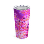 Tumbler 20oz, Cool Abstract Retro Nature in Purple and Coral