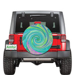 Spare Tire Covers, Groovy Abstract Retro Aquamarine Swirl - Small