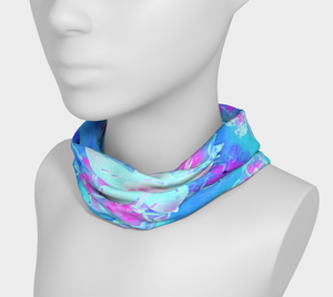 Wide Fabric Headband, Blue and Hot Pink Succulent Underwater Sedum, Face Covering