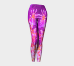 Colorful Artsy Leggings for Women, Cool Abstract Retro Nature in Purple and Coral