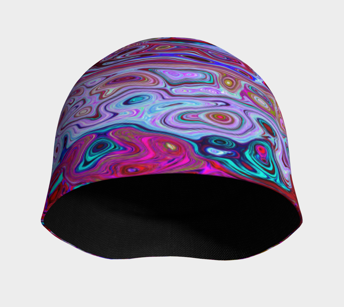 Beanie Hats, Retro Groovy Abstract Lavender and Magenta Swirl
