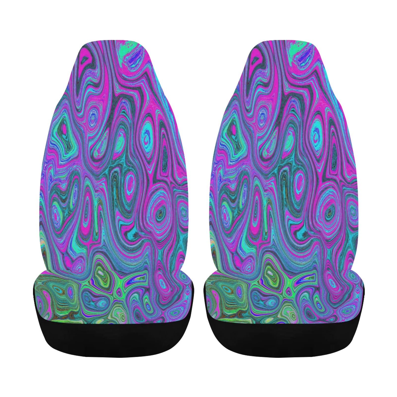 Car Seat Covers, Marbled Magenta and Lime Green Groovy Abstract Art