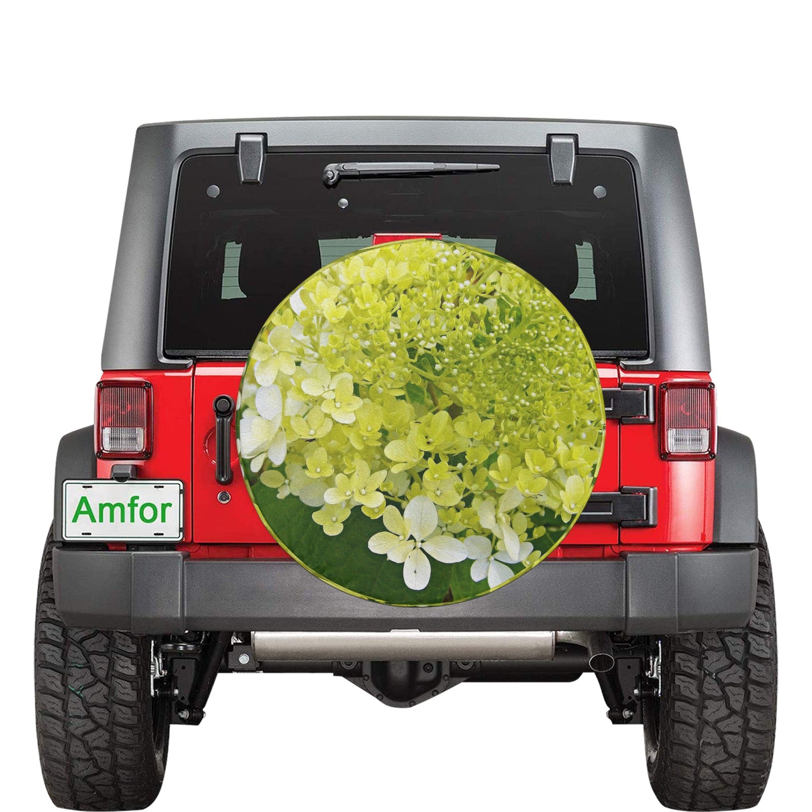 Spare Tire Covers, Elegant Chartreuse Green Limelight Hydrangea - Large