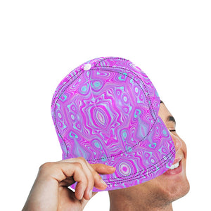 Snapback Hats, Trippy Hot Pink and Aqua Blue Abstract Pattern