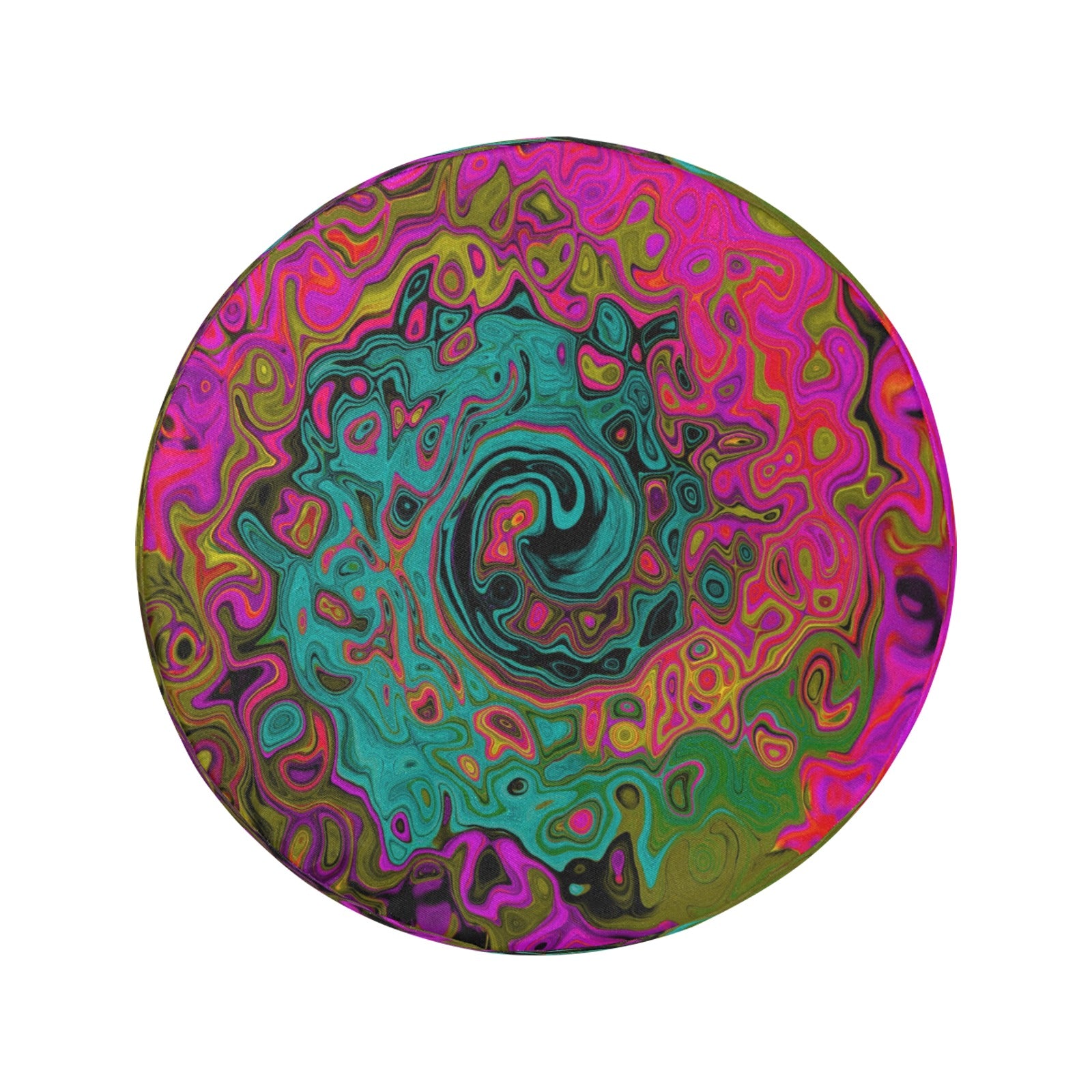 Spare Tire Covers, Trippy Turquoise Abstract Retro Liquid Swirl - Large