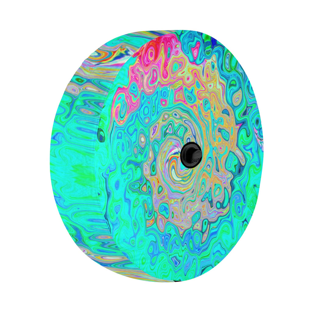 Spare Tire Cover with Backup Camera Hole - Groovy Abstract Retro Rainbow Liquid Swirl - Medium