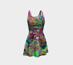 Fit and Flare Dresses, Psychedelic Abstract Groovy Purple Sedum