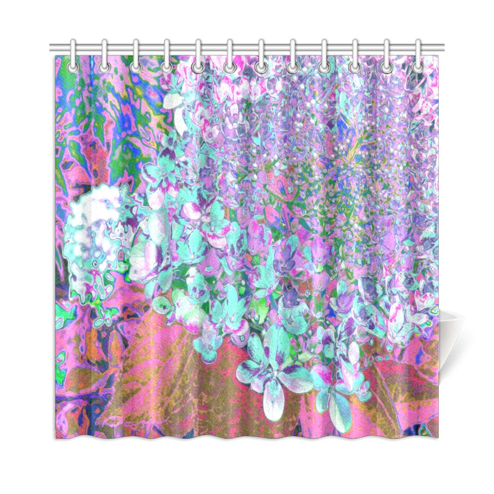 Shower Curtains, Elegant Aqua and Purple Limelight Hydrangea Detail - 72 x 72
