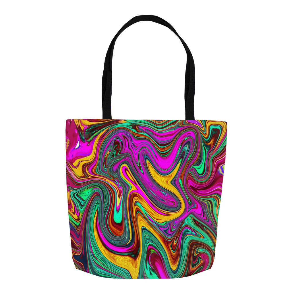 Tote Bags, Retro Groovy Hot Pink and Sea Foam Green Abstract Art