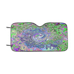 Auto Sun Shades, Marbled Lime Green and Purple Abstract Retro Swirl