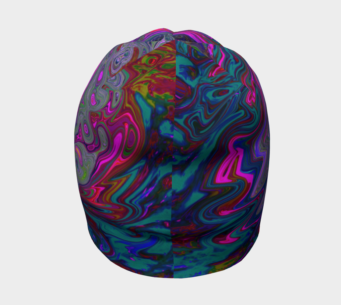 Beanie Hats, Retro Magenta, Green and Orange Abstract Swirl