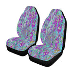 Car Seat Covers, Aqua Garden with Violet Blue and Hot Pink Flowers