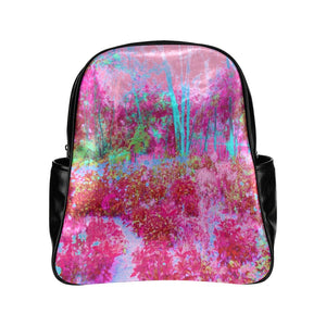 Backpack, Impressionistic Red and Pink Garden Landscape - Faux Leather