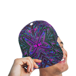 Snapback Hats, Trippy Magenta, Blue and Green Abstract Butterfly