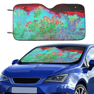 Auto Sun Shades, Colorful Abstract Foliage Garden with Crimson Sunset