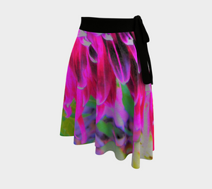 Artsy Wrap Skirt, Crimson and Pink Cactus Dahlia Explosion