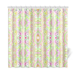 Shower Curtains, Trippy Retro Pink and Lime Green Abstract Pattern