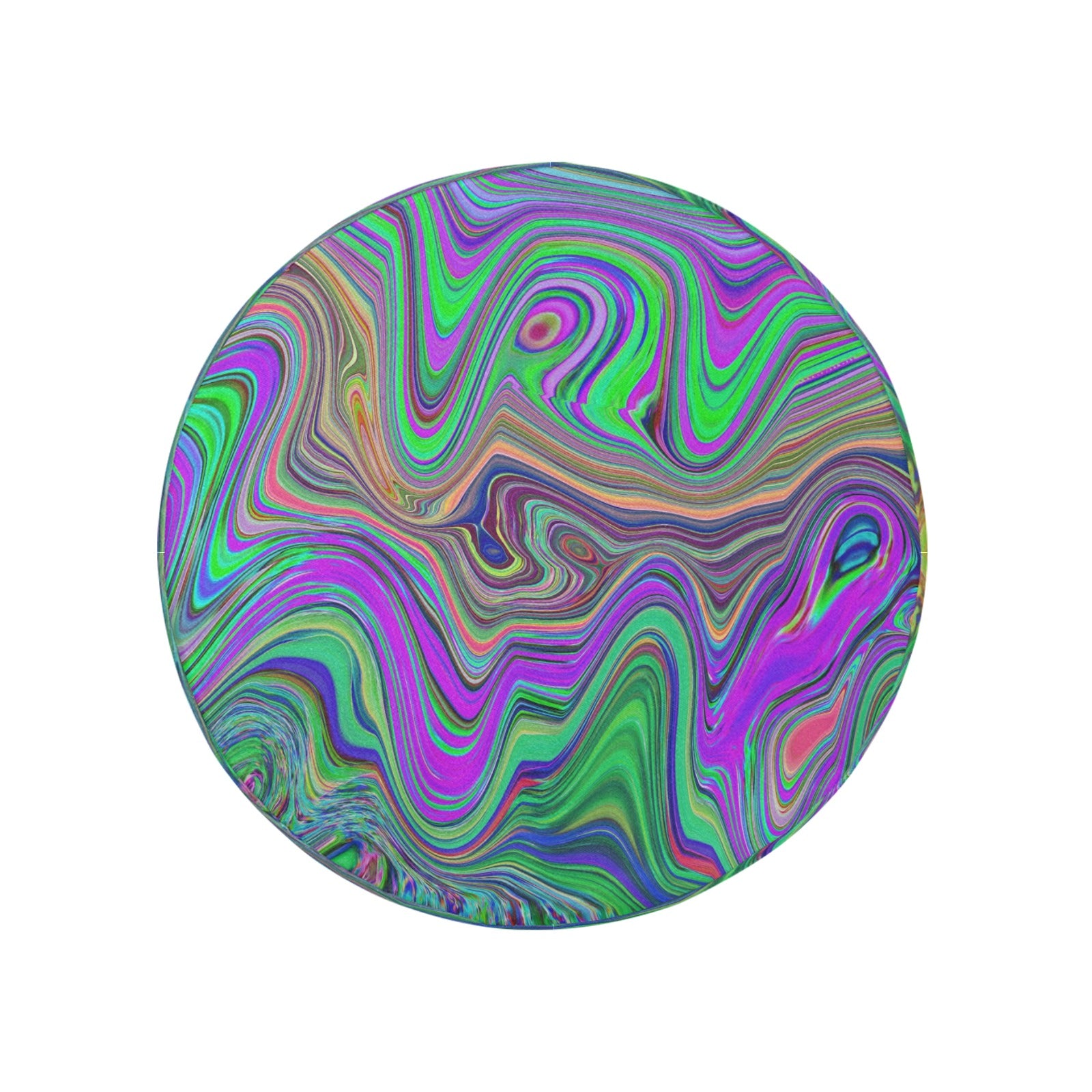 Spare Tire Covers, Trippy Lime Green and Purple Waves of Color - Medium