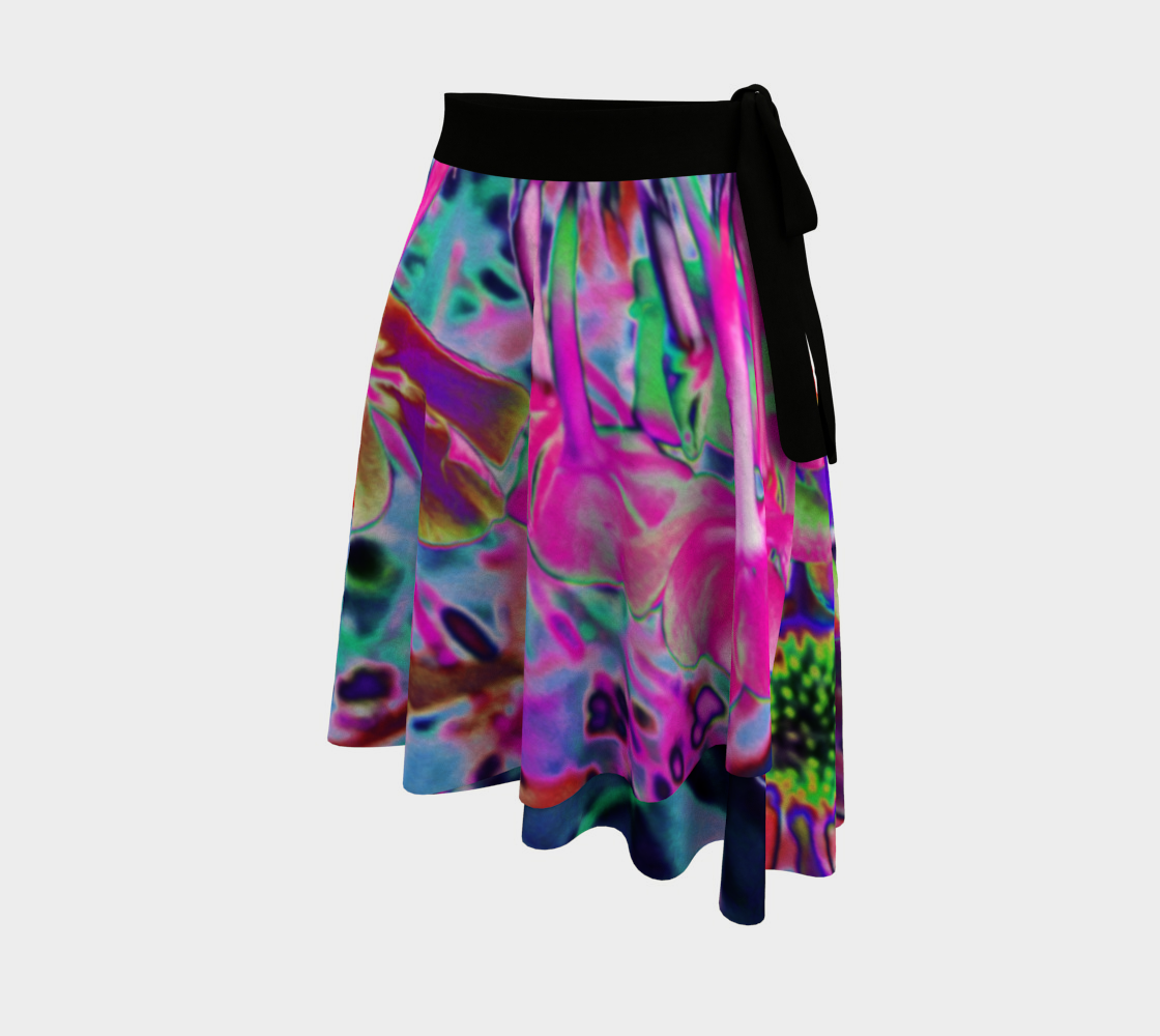 Wrap Skirts, Dramatic Psychedelic Colorful Red and Purple Flowers