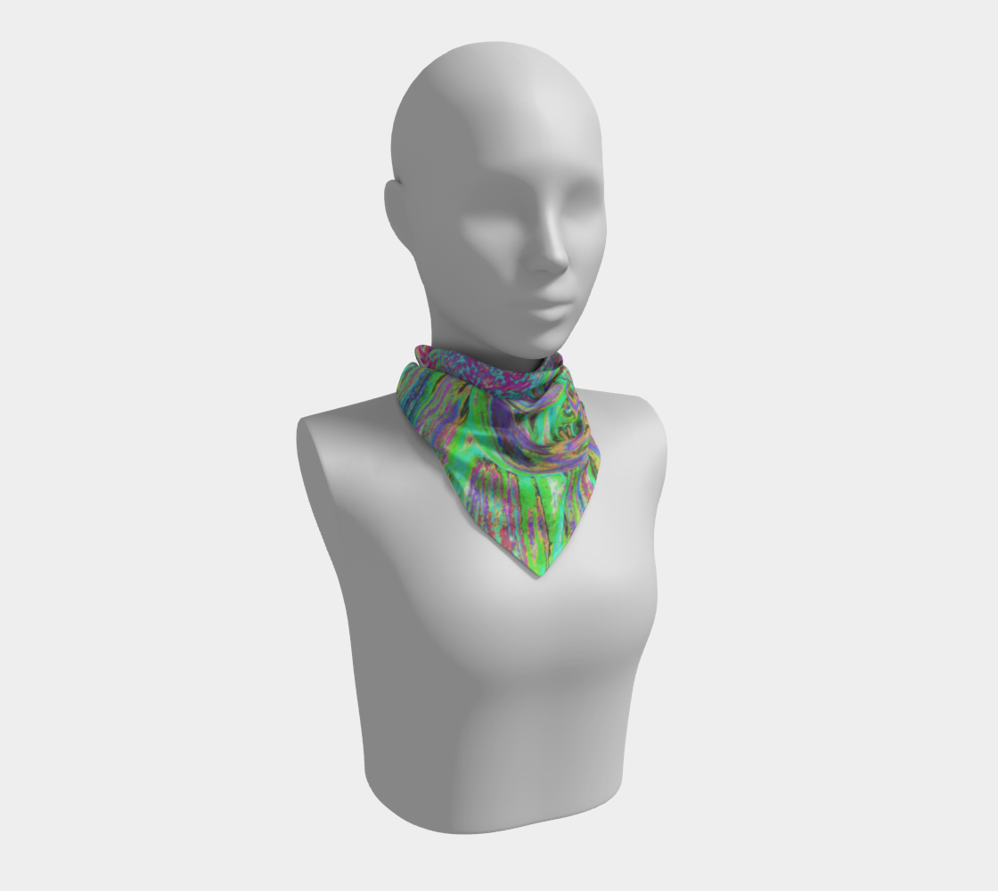 Square Scarves for Women, Festive Colorful Psychedelic Dahlia Flower Petals