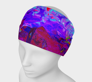 Wide Fabric Headband, Stunning Psychedelic Dark Blue Cactus Dahlia, Face Covering