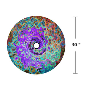 Spare Tire Cover with Backup Camera Hole - Purple Colorful Groovy Abstract Retro Liquid Swirl - Small