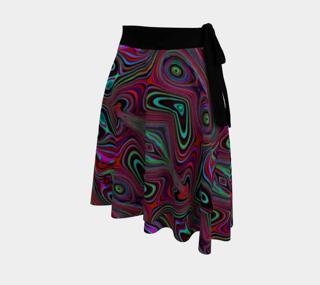 Wrap Skirts, Trippy Seafoam Green and Magenta Abstract Pattern