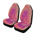 Car Seat Covers, Retro Groovy Abstract Coral and Purple Marbled Swirl