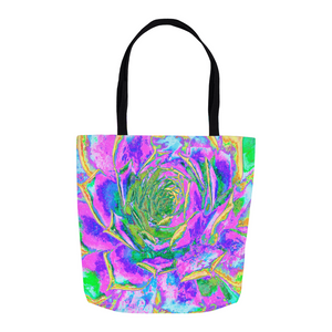 Tote Bags, Rainbow Colors Fiesta Succulent Sedum Rosette