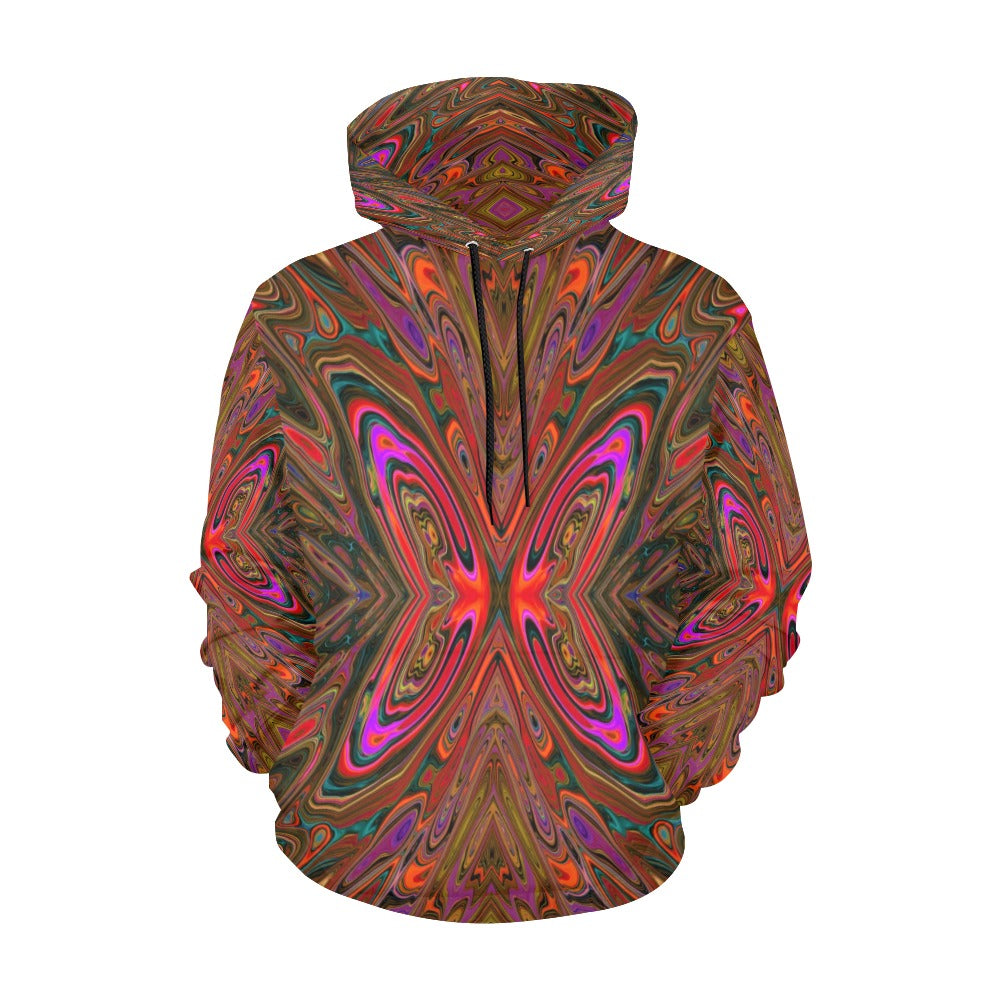 Hoodies for Women, Abstract Trippy Orange and Magenta Butterfly