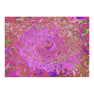 Tablecloths for Rectangular Tables, Hot Pink Marbled Colors Abstract Retro Swirl - 84 x 60"