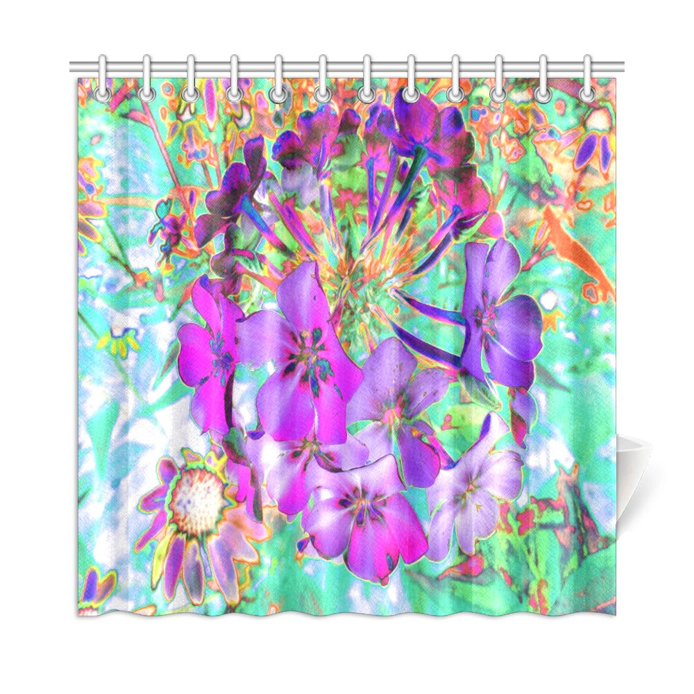 Shower Curtains, Dramatic Psychedelic Magenta and Purple Flowers